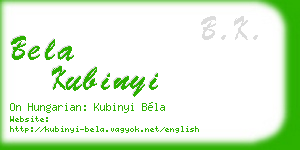 bela kubinyi business card
